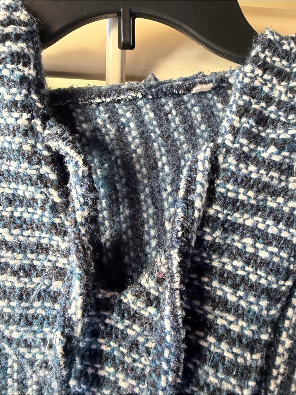Striped Blue Knit Pullover Sweater Hoodie - Men